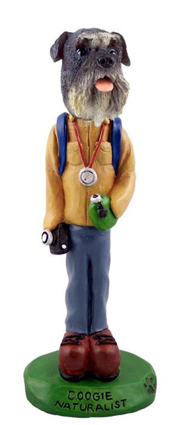Gray Schnauzer Uncropped Ears Naturalist Doogie Collectible Dog Figurine