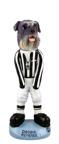 Gray Schnauzer Uncropped Ears Referee Doogie Collectible Dog Figurine