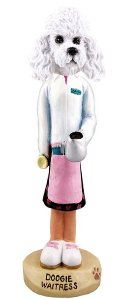 White Poodle with Sport Cut Waitress Doogie Collectible Dog Figurine