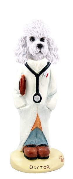 White Poodle with Sport Cut Doctor Doogie Collectible Dog Figurine