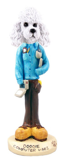 White Poodle with Sport Cut Computer Whiz Doogie Collectible Dog Figurine