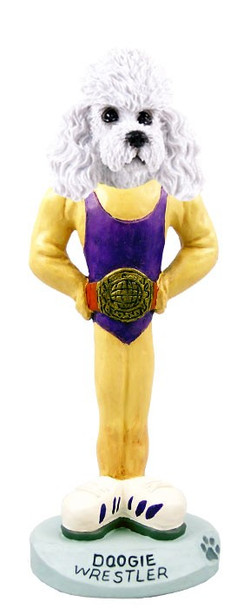White Poodle with Sport Cut Wrestler Doogie Collectible Dog Figurine