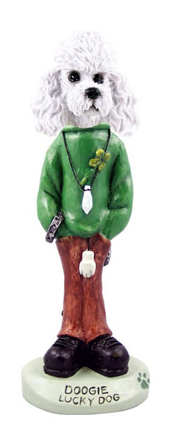 White Poodle with Sport Cut Lucky Doogie Collectible Dog Figurine