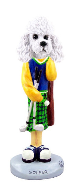 White Poodle with Sport Cut Golf Doogie Collectible Dog Figurine