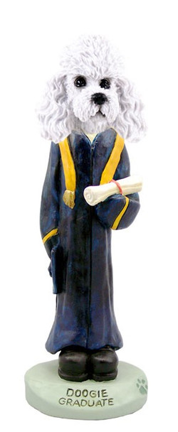 White Poodle with Sport Cut Graduate Doogie Collectible Dog Figurine