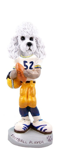 White Poodle with Sport Cut Football Player Doogie Collectible Dog Figurine