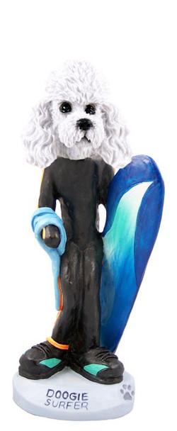 White Poodle with Sport Cut Surfer Doogie Collectible Dog Figurine