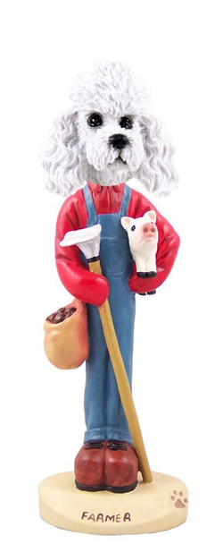 White Poodle with Sport Cut Farmer Doogie Collectible Dog Figurine
