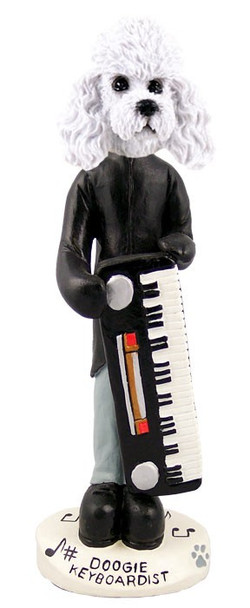 White Poodle with Sport Cut Keyboardist Doogie Collectible Dog Figurine