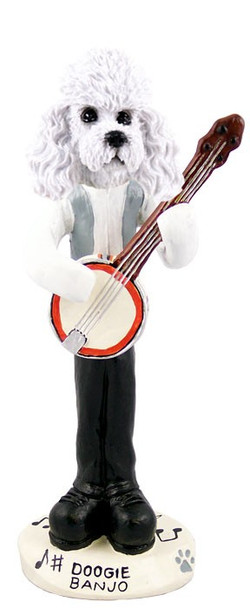 White Poodle with Sport Cut Banjo Doogie Collectible Dog Figurine