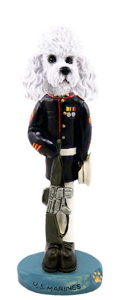 White Poodle with Sport Cut U S Marines Doogie Collectible Dog Figurine