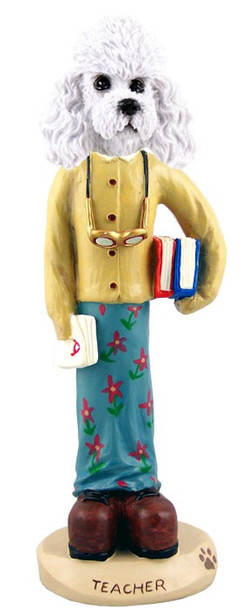 White Poodle with Sport Cut Female Teacher Doogie Collectible Dog Figurine