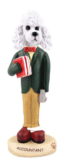 White Poodle with Sport Cut Accountant Doogie Collectible Dog Figurine