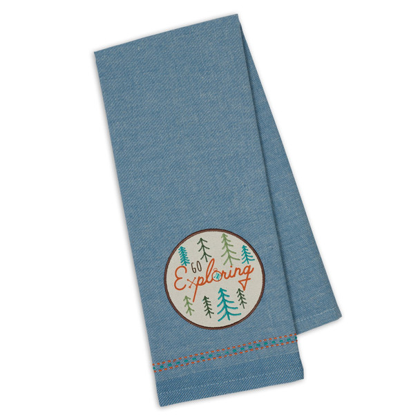 Blue Cotton Kitchen Dish Towel - Pine Trees Go Exploring 18x28 from Design Imports