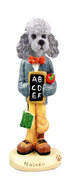 Gray Poodle with Sport Cut Teacher Doogie Collectible Dog Figurine