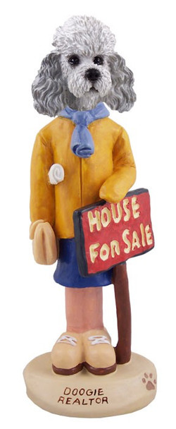 Gray Poodle with Sport Cut Female Realtor Doogie Collectible Dog Figurine