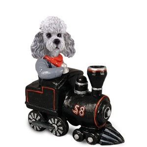 Gray Poodle with Sport Cut Train Doogie Collectible Dog Figurine