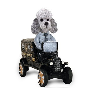 Gray Poodle with Sport Cut Paddy Wagon Doogie Collectible Dog Figurine