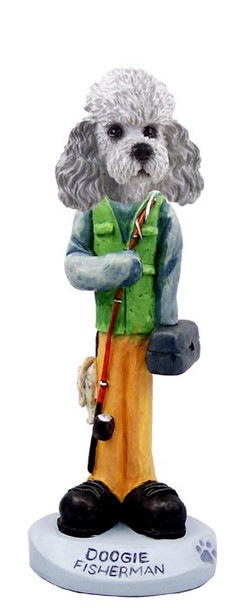 Gray Poodle with Sport Cut Fisherman Doogie Collectible Dog Figurine