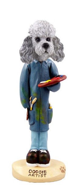 Gray Poodle with Sport Cut Artist Doogie Collectible Dog Figurine