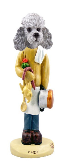 Gray Poodle with Sport Cut Chef Doogie Collectible Dog Figurine