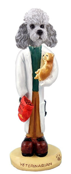 Gray Poodle with Sport Cut Veterinarian Doogie Collectible Dog Figurine