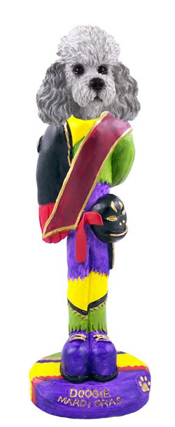 Gray Poodle with Sport Cut Mardi Gras Doogie Collectible Dog Figurine