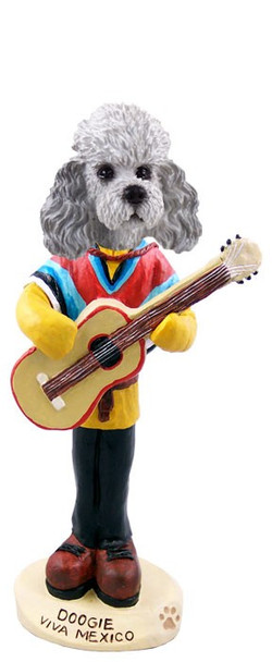 Gray Poodle with Sport Cut Viva Mexico Doogie Collectible Dog Figurine