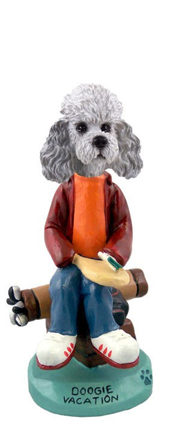 Gray Poodle with Sport Cut Vacation Doogie Collectible Dog Figurine