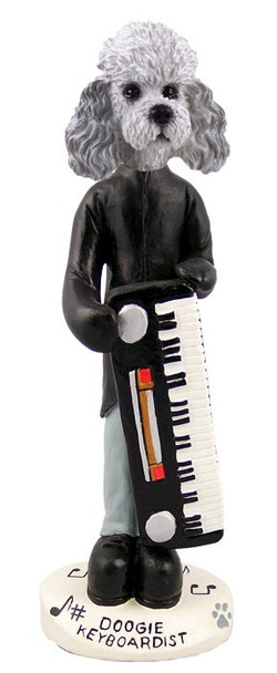 Gray Poodle with Sport Cut Keyboardist Doogie Collectible Dog Figurine