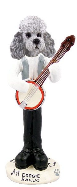 Gray Poodle with Sport Cut Banjo Doogie Collectible Dog Figurine