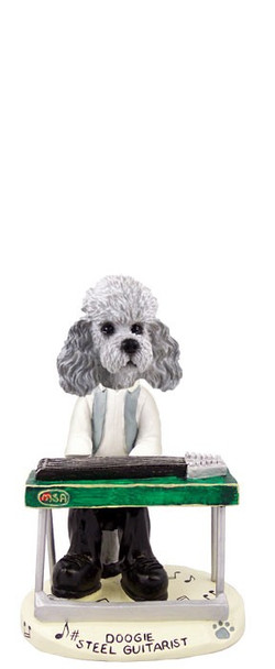 Gray Poodle with Sport Cut Steel Guitarist Doogie Collectible Dog Figurine