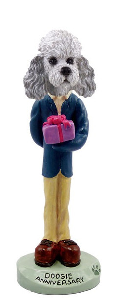 Gray Poodle with Sport Cut Anniversary Doogie Collectible Dog Figurine