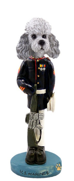 Gray Poodle with Sport Cut U S Marines Doogie Collectible Dog Figurine