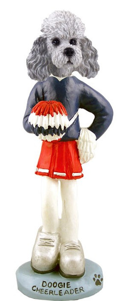 Gray Poodle with Sport Cut Cheerleader Doogie Collectible Dog Figurine