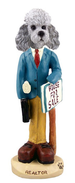 Gray Poodle with Sport Cut Male Realtor Doogie Collectible Dog Figurine