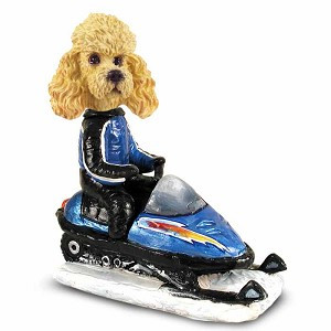 Apricot Poodle Snowmobile Doogie Collectible Dog Figurine