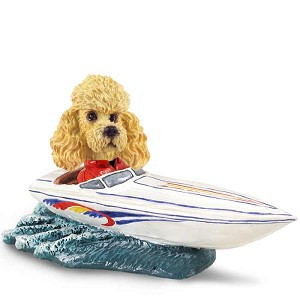 Apricot Poodle Motorboat Doogie Collectible Dog Figurine