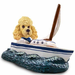 Apricot Poodle Sailboat Doogie Collectible Dog Figurine
