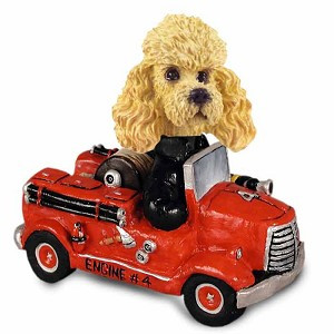 Apricot Poodle Fire Engine Doogie Collectible Dog Figurine