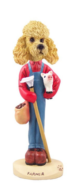 Apricot Poodle Farmer Doogie Collectible Dog Figurine