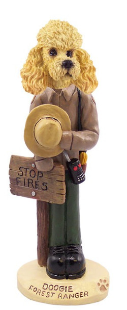Apricot Poodle Forest Ranger Doogie Collectible Dog Figurine