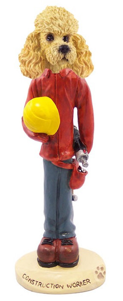 Apricot Poodle Construction Worker Doogie Collectible Dog Figurine