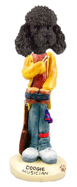 Black Poodle with Sport Cut Musician Doogie Collectible Dog Figurine