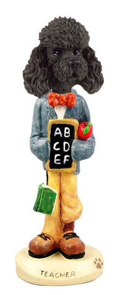 Black Poodle with Sport Cut Teacher Doogie Collectible Dog Figurine