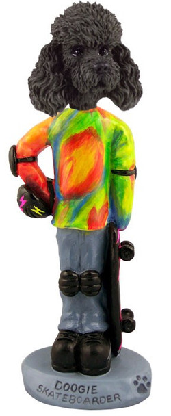 Black Poodle with Sport Cut Skateboarder Doogie Collectible Dog Figurine