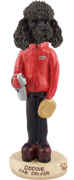 Black Poodle with Sport Cut Cab Driver Doogie Collectible Dog Figurine