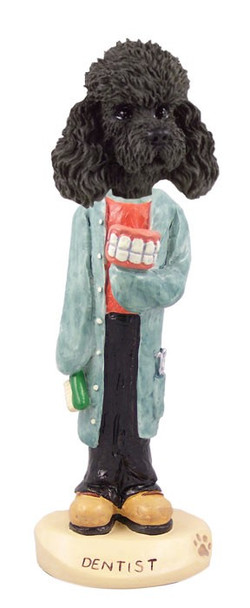 Black Poodle with Sport Cut Dentist Doogie Collectible Dog Figurine