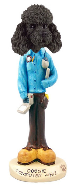 Black Poodle with Sport Cut Computer Whiz Doogie Collectible Dog Figurine