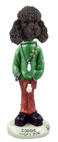 Black Poodle with Sport Cut Lucky Doogie Collectible Dog Figurine